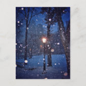 Sneeuwcirkelen rond een streetlamp briefkaart (Voorkant)