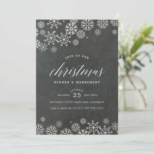 Sneeuwd in | Uitnodiging voor kerstmis (Staand voorkant)