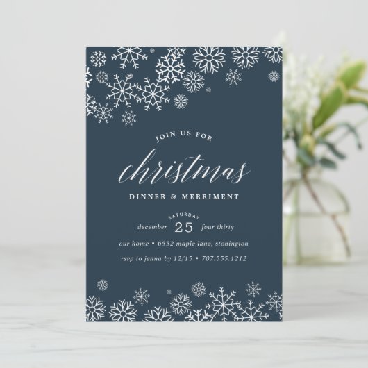 Sneeuwd in | Uitnodiging voor kerstmis (Staand voorkant)