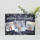 Sneeuwd in | Vakantieknopkaart Feestdagenkaart (Staand voorkant)