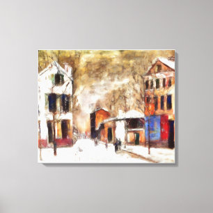 Sneeuwd stedelijk landschap canvas afdruk