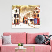 Sneeuwd stedelijk landschap canvas afdruk (Insitu (Woonkamer))
