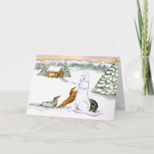 Sneeuwdachshund-ziekteverzekeringskaart Feestdagen Kaart