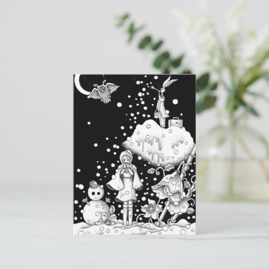 sneeuwdag briefkaart (Staand voorkant)