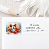 Sneeuwdag Cavalier King Charles met een sjaal Etiket (Insitu)