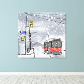 Sneeuwdag in Toronto Canvas Afdruk (Insitu (Houten vloer))