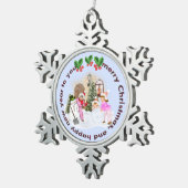  Sneeuwdag Kinder Roze Outdoor Kerstscène Tin Sneeuwvlok Ornament (Rechts)