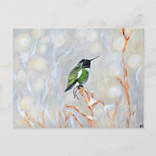 Sneeuwdag Kolibrie Schilderij Briefkaart (Voorkant)