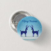 Sneeuwdag met blauw geworpen rendier ronde button 3,2 cm (Voorkant /achterkant)