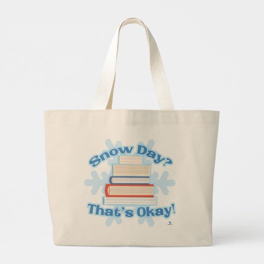 Sneeuwdag Oké Lezen Gezellige Cartoon Slogan Grote Tote Bag (Achterkant)