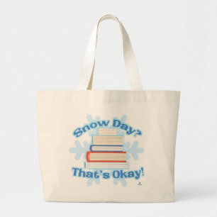 Sneeuwdag Oké Lezen Gezellige Cartoon Slogan Grote Tote Bag