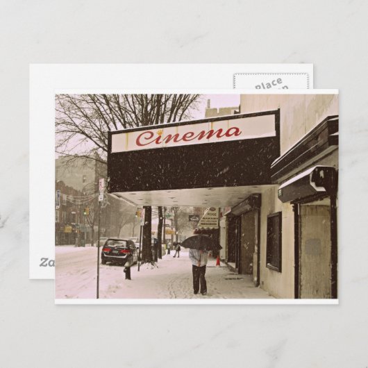 sneeuwdag op de bioscoop briefkaart (Voorkant / Achterkant)