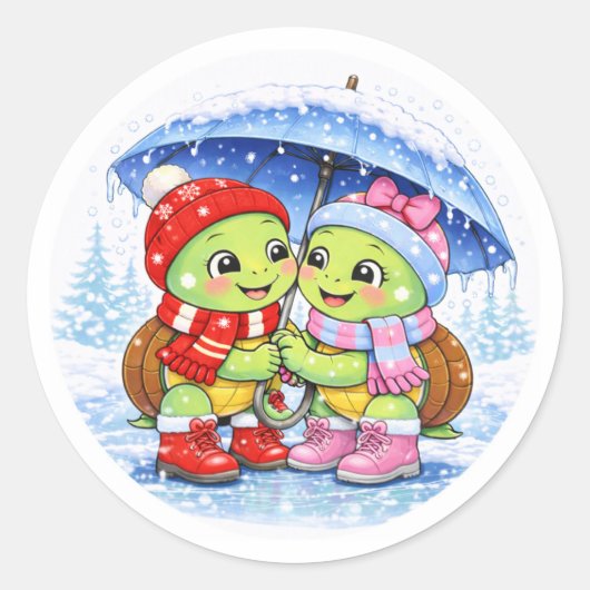 Sneeuwdag Ronde Sticker (Voorkant)