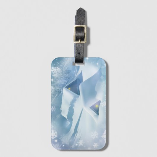 Sneeuwdak in een bos bagagelabel (Voorkant (verticaal))