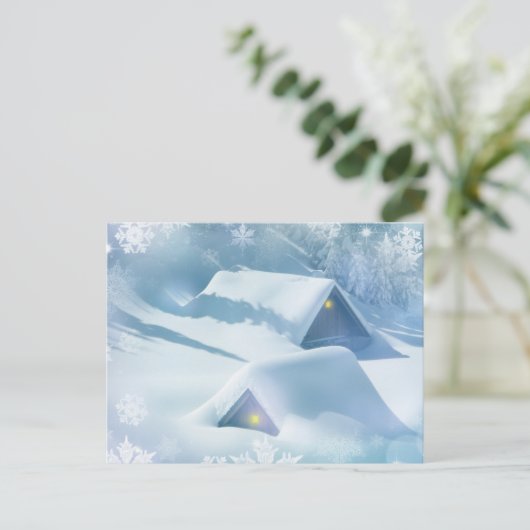 Sneeuwdak in een bos briefkaart (Staand voorkant)