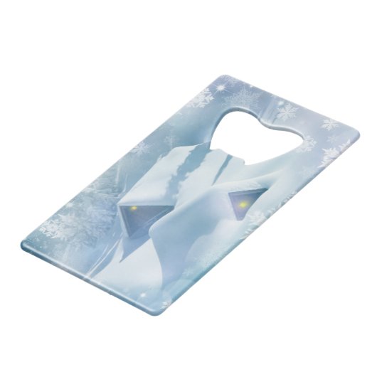 Sneeuwdak in een bos creditkaart flessenopener (Achterkant Gekanteld)