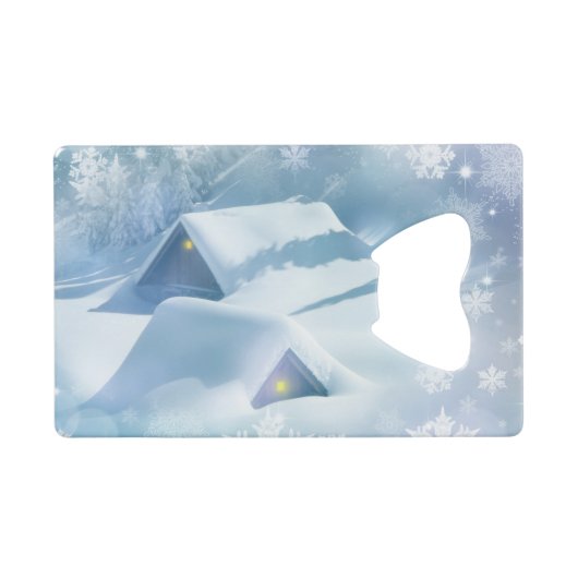 Sneeuwdak in een bos creditkaart flessenopener (Voorkant (Horizontaal))