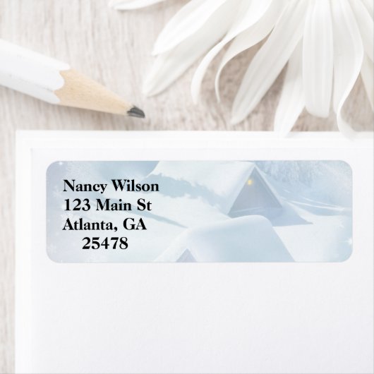 Sneeuwdak in een bos etiket (Insitu)