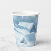 Sneeuwdak in een bos papieren bekers (Achterkant)