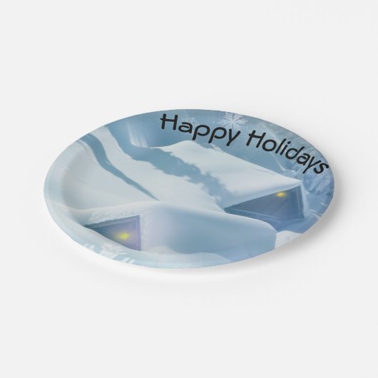 Sneeuwdak in een bos papieren bordje (Gekanteld)