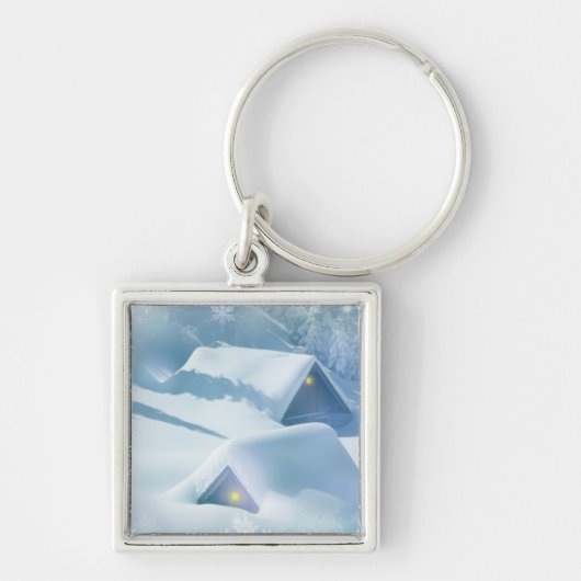 Sneeuwdak in een bos sleutelhanger (Voorkant)