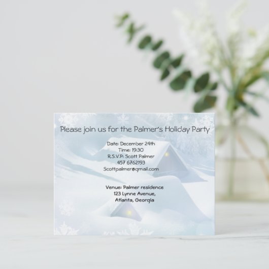 Sneeuwdak in een bos uitnodiging briefkaart (Staand voorkant)