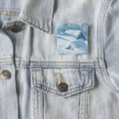 Sneeuwdak in een bos vierkante button 5,1 cm (In situ)