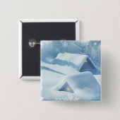 Sneeuwdak in een bos vierkante button 5,1 cm (Voorkant /achterkant)