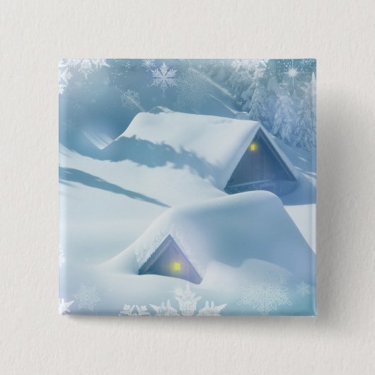 Sneeuwdak in een bos vierkante button 5,1 cm (Voorkant)