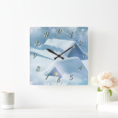 Sneeuwdak in een bos vierkante klok (Huis)