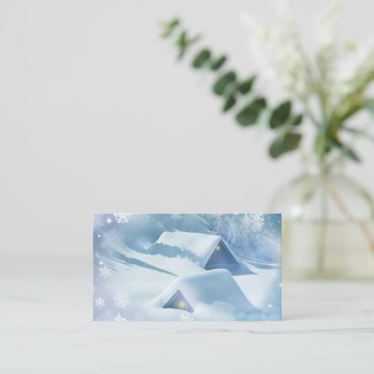Sneeuwdak in een bos visitekaartje (Staand voorkant)