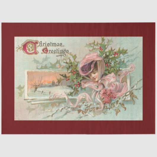  sneeuwdame en kerstmannetje tissuepapier (Voorkant)