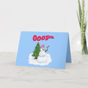 Sneeuwdame met kerstboom Ops Feestdagen Kaart