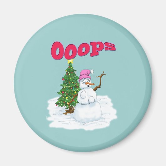 Sneeuwdame met kerstboom Ops Magneet (Voorkant)