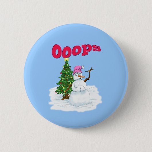 Sneeuwdame met kerstboom Ops Ronde Button 5,7 Cm (Voorkant)