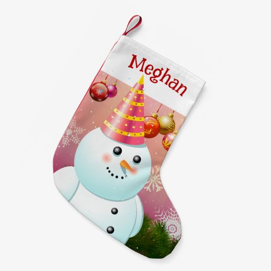 Sneeuwdame met roze Pet voor kerstmis Kleine Kerstsok (Voorkant (Hangend))