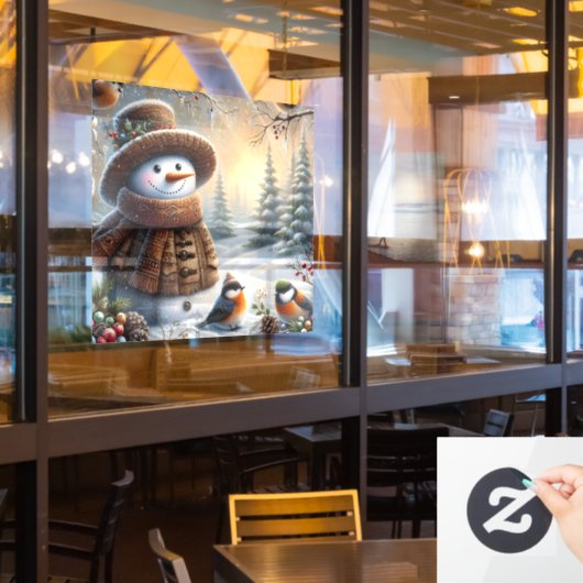 Sneeuwdame Ruitstickers Raamsticker (Restaurant Raam)