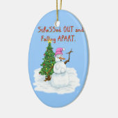 Sneeuwdame steekt uit en valt uit elkaar keramisch ornament (Links)