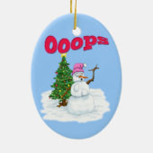 Sneeuwdame steekt uit en valt uit elkaar keramisch ornament (Achterkant)