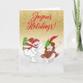 Sneeuwdansers Joyous Feestdagen Card Kaart (Voorkant)