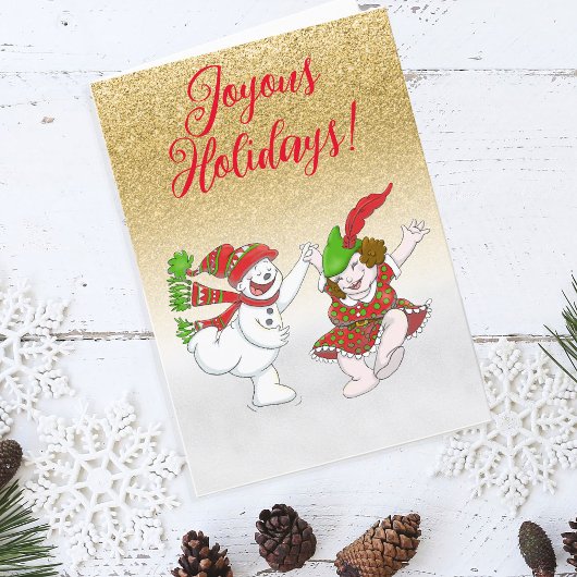 Sneeuwdansers Joyous Feestdagen Card Kaart