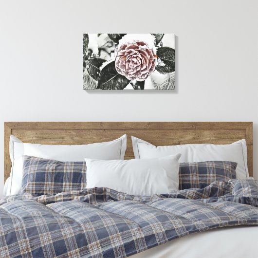 Sneeuwde diepgevroren Roos Tekening Stretched Canv Canvas Afdruk (Insitu (Slaapkamer))