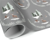 Sneeuwdeer en pijnbomen cadeaupapier (Rol Hoek)