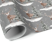Sneeuwdeer- en pijnboom cadeaupapier (Rol Hoek)