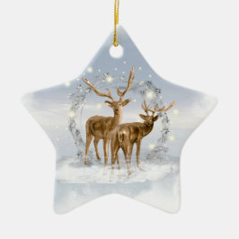 Sneeuwdeer kerstversiering keramisch ornament