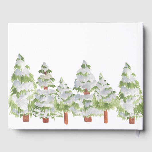 Sneeuwden dennenboom winter bruiloft gastenboek (Achterkant)