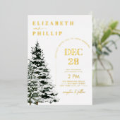 Sneeuwdennen Bomen Kerstmis Winter Vakantie Bruilo Folie Uitnodiging (Staand Voorkant)