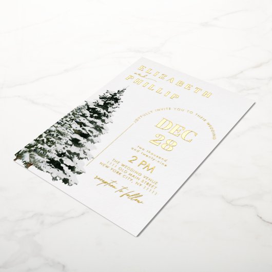 Sneeuwdennen Bomen Kerstmis Winter Vakantie Bruilo Folie Uitnodiging (Gedraaid)