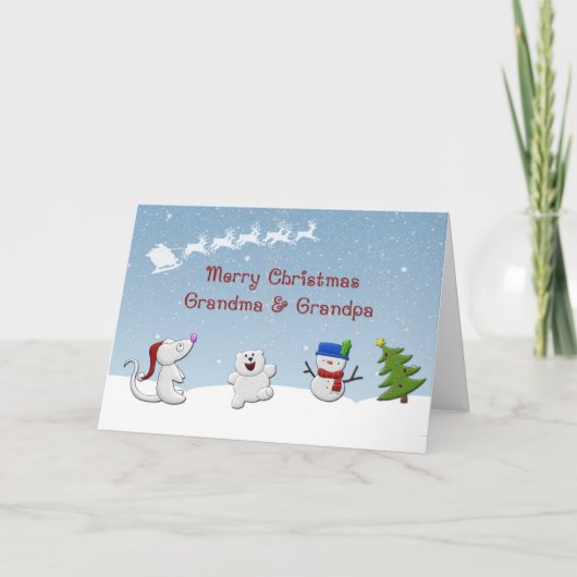 Sneeuwdieren Kerstmis Wenskaart Feestdagen Kaart (Voorkant)