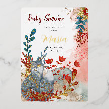 Sneeuwdieren vos bloemen voor babyshower goud foli